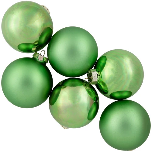 Northlight 6ct Shiny And Matte Green Glass Ball Christmas Ornaments 3.25" (82mm) 4 Northlight 6ct Shiny And Matte Green Glass Ball Christmas Ornaments 3.25" (82mm) - Image 4