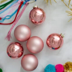 Northlight 6ct Shiny And Matte Baby Pink Glass Ball Christmas Ornaments 3.25" (80mm) -Chic Christmas Decoration northlight wy00759 4 34892.1588344841