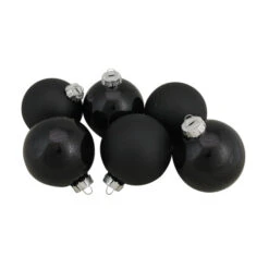 Northlight 6ct Black Glass 2-Finish Christmas Ball Ornaments 3.25" (80mm) -Chic Christmas Decoration northlight wy00763 3 71035.1665433296