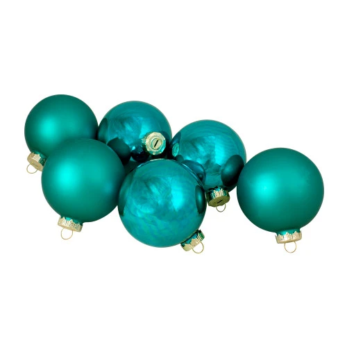 Northlight 6ct Shiny And Matte Turquoise Green Glass Ball Christmas Ornaments 3.25" (80mm) 1 Northlight 6ct Shiny And Matte Turquoise Green Glass Ball Christmas Ornaments 3.25" (80mm)