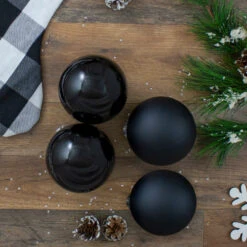 Northlight 4ct Black 2 Finish Glass Ball Christmas Ornaments 4" (100mm) -Chic Christmas Decoration northlight wy00779 3 43162.1664990317