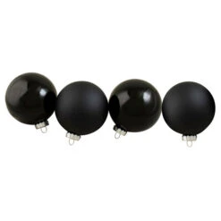 Northlight 4ct Black 2 Finish Glass Ball Christmas Ornaments 4" (100mm)