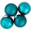 Northlight 4ct Turquoise Blue 2-Finish Glass Ball Christmas Ornaments 4"