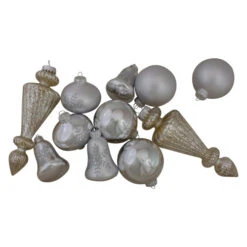 Northlight Set Of 36 Silver Contemporary Asymmetrical Christmas Ornaments 8"