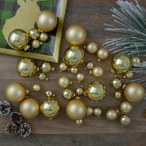 Northlight 40ct Gold Glass 2-Finish Christmas Ball Ornaments 2.5" (60mm) 2 Northlight 40ct Gold Glass 2-Finish Christmas Ball Ornaments 2.5" (60mm) - Image 2