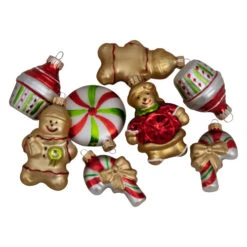 Northlight Pack Of 8 Gold And Red Gingerbread Men With Sweet Treats Christmas Ornaments 3" -Chic Christmas Decoration northlight wy04147 3 72257.1600305325
