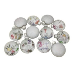 Northlight 12ct Clear 'The Twelve Days Of Christmas' Glass Disc Ornaments 3" -Chic Christmas Decoration northlight wy15208 2 12070.1587644032