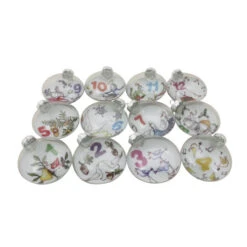 Northlight 12ct Clear 'The Twelve Days Of Christmas' Glass Disc Ornaments 3"