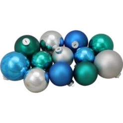 Northlight 96ct Blue And Silver 2-Finish Glass Christmas Ball Ornaments 3.25" (80mm) -Chic Christmas Decoration northlight wy15213 3 07722.1599787103