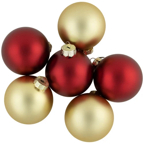 Northlight 72ct Red And Gold Matte Glass Christmas Ball Ornaments 4" (100mm) 3 Northlight 72ct Red And Gold Matte Glass Christmas Ball Ornaments 4" (100mm) - Image 3