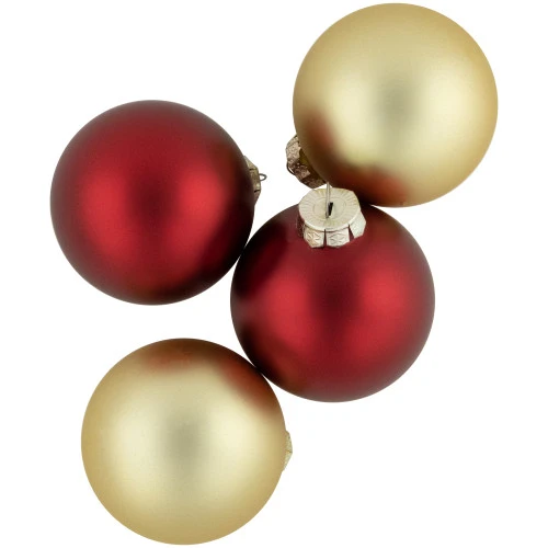 Northlight 72ct Red And Gold Matte Glass Christmas Ball Ornaments 4" (100mm) 4 Northlight 72ct Red And Gold Matte Glass Christmas Ball Ornaments 4" (100mm) - Image 4