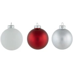 Northlight 72ct Red, Silver And White Shiny And Matte Glass Ball Christmas Ornaments 3.25-4" -Chic Christmas Decoration northlight wy15215 1 16342.1677147729