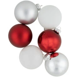 Northlight 72ct Red, Silver And White Shiny And Matte Glass Ball Christmas Ornaments 3.25-4" -Chic Christmas Decoration northlight wy15215 4 14196.1677147729