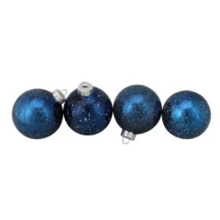 Northlight 4ct Blue And White Speckled 2-Finish Christmas Ball Ornaments 3.25" (80mm)