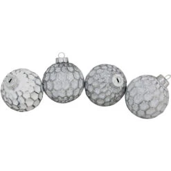 Northlight 4ct White And Gray Matte Honeycomb Glass Christmas Ball Ornaments 3.25" (80mm) 5 Northlight 4ct White And Gray Matte Honeycomb Glass Christmas Ball Ornaments 3.25" (80mm) -Chic Christmas Decoration northlight wy15226 2 77236.1599787107