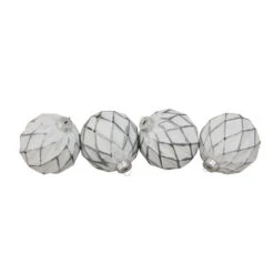 Northlight 4ct White And Gray Diamond Matte Christmas Ball Ornaments 4" (100mm)
