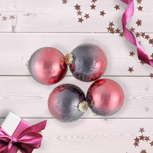 Northlight 4ct Pink And Grey Ombre Hand Blown Textured Glass Ball Christmas Ornaments 3.25" (80mm) 2 Northlight 4ct Pink And Grey Ombre Hand Blown Textured Glass Ball Christmas Ornaments 3.25" (80mm) - Image 2