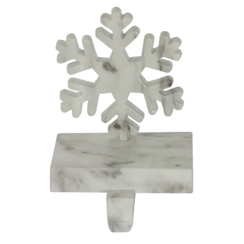 Northlight 7.25" White And Black Marbled Snowflake Christmas Stocking Holder 1 Northlight 7.25" White And Black Marbled Snowflake Christmas Stocking Holder