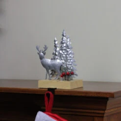 Northlight 8.5" Silver And Brown Galvanized Metal Deer With Trees Christmas Stocking Holder -Chic Christmas Decoration northlight wy15240 3 55459.1664811129