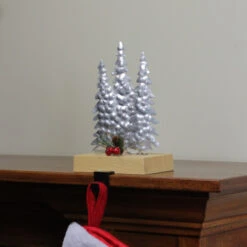 Northlight 8.5" Silver And Red Wooden Christmas Trees Stocking Holder -Chic Christmas Decoration northlight wy15241 3 37917.1587643979