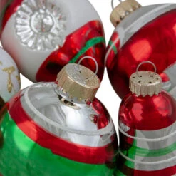 Northlight 9ct Silver And Red Striped 2-Finish Glass Christmas Ornaments 3.25" 5 Northlight 9ct Silver And Red Striped 2-Finish Glass Christmas Ornaments 3.25" -Chic Christmas Decoration northlight wy27587 1 54832.1665580035