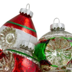 Northlight 9ct Silver And Red 2-Finish Glass Christmas Finial Ornaments 3.25" -Chic Christmas Decoration northlight wy27589 1 20310.1669192837