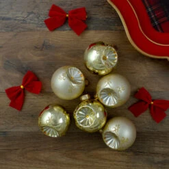 Northlight 6ct Gold 2-Finish Retro Reflector Glass Christmas Ball Ornaments 2.75" (70mm) -Chic Christmas Decoration northlight wy27596 4 36080.1665346760