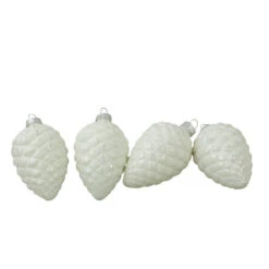 Northlight 4ct White And Silver Matte Pine Cone Glass Christmas Ornaments 3" -Chic Christmas Decoration northlight wy27611 3 97465.1600478512