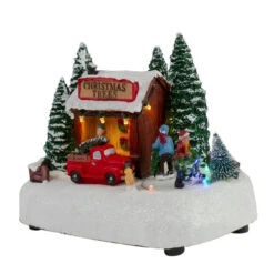 Northlight 8" LED Lighted And Musical Christmas Village Tree Shop Table Top Decoration - Pre-Lit -Chic Christmas Decoration northlight xh27849 1 43698.1588414326