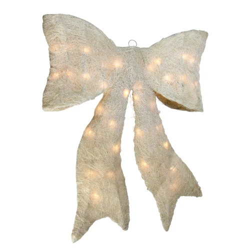 Northlight 24" Sparkling Cream Lighted Bow Christmas Window Silhouette Decoration 2 Northlight 24" Sparkling Cream Lighted Bow Christmas Window Silhouette Decoration - Image 2