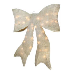 Northlight 24" Sparkling Cream Lighted Bow Christmas Window Silhouette Decoration
