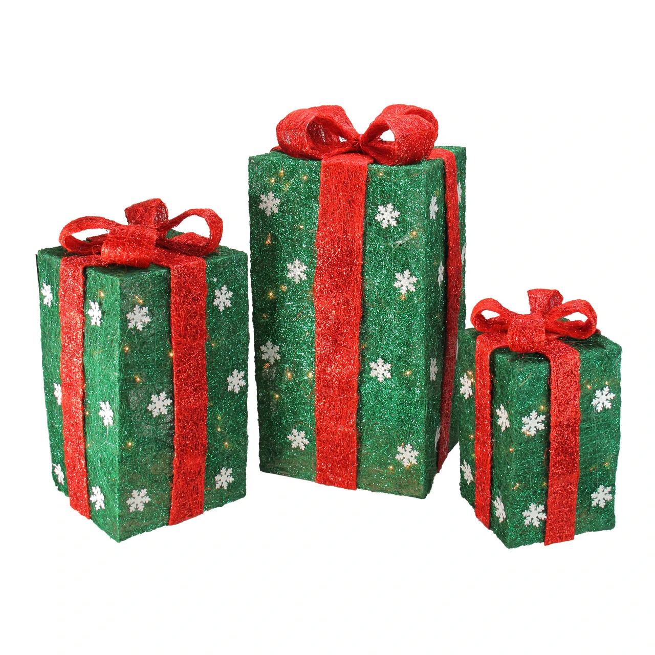 Northlight Set Of 3 Lighted Tall Green Gift Boxes With Red Bows Christmas Outdoor Decorations 18" 1 Northlight Set Of 3 Lighted Tall Green Gift Boxes With Red Bows Christmas Outdoor Decorations 18"