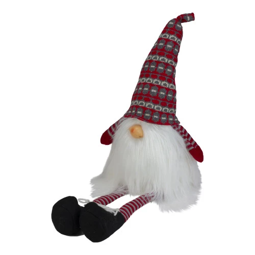 Northlight 23" Red And Gray Striped Christmas Santa Gnome With Dangling Legs 3 Northlight 23" Red And Gray Striped Christmas Santa Gnome With Dangling Legs - Image 3