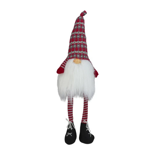 Northlight 23" Red And Gray Striped Christmas Santa Gnome With Dangling Legs 1 Northlight 23" Red And Gray Striped Christmas Santa Gnome With Dangling Legs