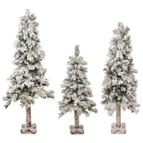 Northlight Set Of 3 Slim Flocked Alpine Artificial Christmas Trees 5' - Unlit 1 Northlight Set Of 3 Slim Flocked Alpine Artificial Christmas Trees 5' - Unlit