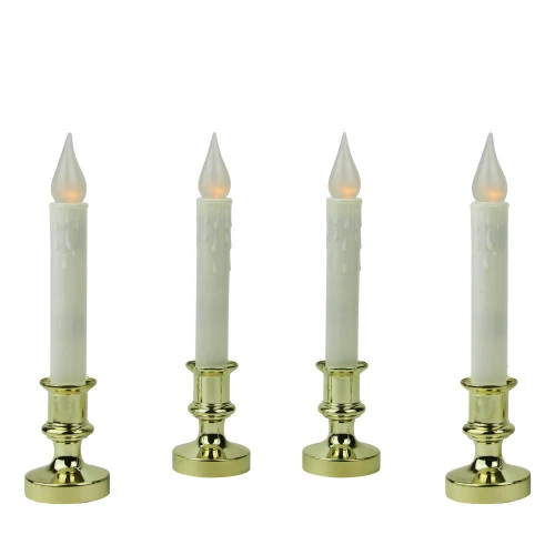Northlight Set Of 4 White And Gold LED C5 Flickering Christmas Candle Lamps With Timer 8.5" 1 Northlight Set Of 4 White And Gold LED C5 Flickering Christmas Candle Lamps With Timer 8.5"