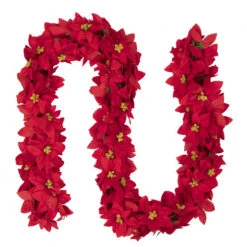 Northlight 6' X 3" Red Artificial Poinsettia Floral Christmas Garland - Unlit