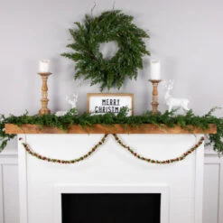 Northlight 5' Green, Gold And Red Jingle Bell Christmas Garland, Unlit -Chic Christmas Decoration northlight ys28302 styled20on20fireplace202 96905.1686143934