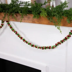 Northlight 5' Green, Gold And Red Jingle Bell Christmas Garland, Unlit -Chic Christmas Decoration northlight ys28302 styled20on20fireplace 2 33623.1686143934