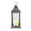 Northlight 12.5" Silver Brushed Black Candle Lantern With Flameless LED Candle