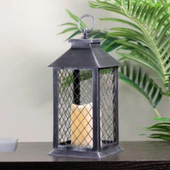 Northlight 11" Silver Brushed Black Mesh Candle Lantern With Flameless LED Candle 5 Northlight 11" Silver Brushed Black Mesh Candle Lantern With Flameless LED Candle -Chic Christmas Decoration northlight yw14843 3 14393.1665610425
