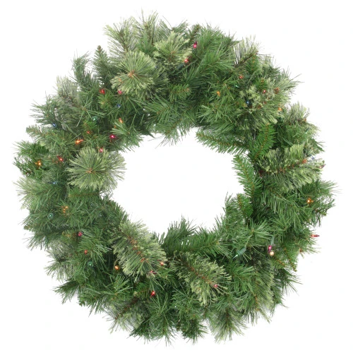 Northlight Pre-Lit Mixed Cashmere Pine Artificial Christmas Wreath - 24-Inch, Multi Lights 1 Northlight Pre-Lit Mixed Cashmere Pine Artificial Christmas Wreath - 24-Inch, Multi Lights