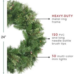 Northlight Pre-Lit Mixed Cashmere Pine Artificial Christmas Wreath - 24-Inch, Multi Lights -Chic Christmas Decoration northlight z84474 thumbnail 74114.1608347575