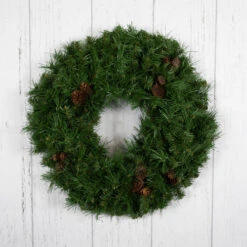 Northlight Dakota Red Pine Artificial Christmas Wreath With Pine Cones - 24-Inch, Unlit -Chic Christmas Decoration northlight z99419 woodfloors 29378.1691160923