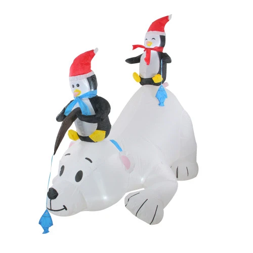 Northlight 6' White And Black Inflatable Polar Bear And Penguins Lighted Outdoor Christmas Decor 1 Northlight 6' White And Black Inflatable Polar Bear And Penguins Lighted Outdoor Christmas Decor