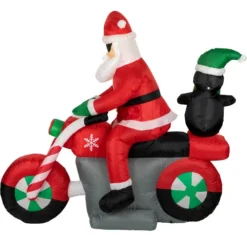 Northlight 5' Inflatable Lighted Santa And Penguin On Motorcycle Outdoor Christmas Decoration -Chic Christmas Decoration northlight zg15623 3 09428.1655832280