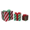 Northlight Set Of 3 Red And Green Striped Gift Boxes Outdoor Christmas Decorations 8" G