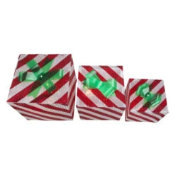 Northlight Set Of 3 Red And White Striped Gift Box Outdoor Christmas Decor -Chic Christmas Decoration northlight zg15692 2 01198.1665087795