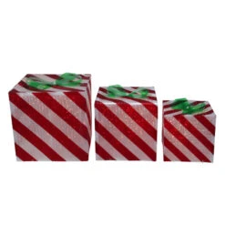 Northlight Set Of 3 Red And White Striped Gift Box Outdoor Christmas Decor -Chic Christmas Decoration northlight zg15692 29619.1665087795