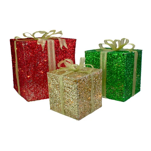 Northlight Set Of 3 Lighted Gift Box Outdoor Christmas Decoration 12-Inch 1 Northlight Set Of 3 Lighted Gift Box Outdoor Christmas Decoration 12-Inch